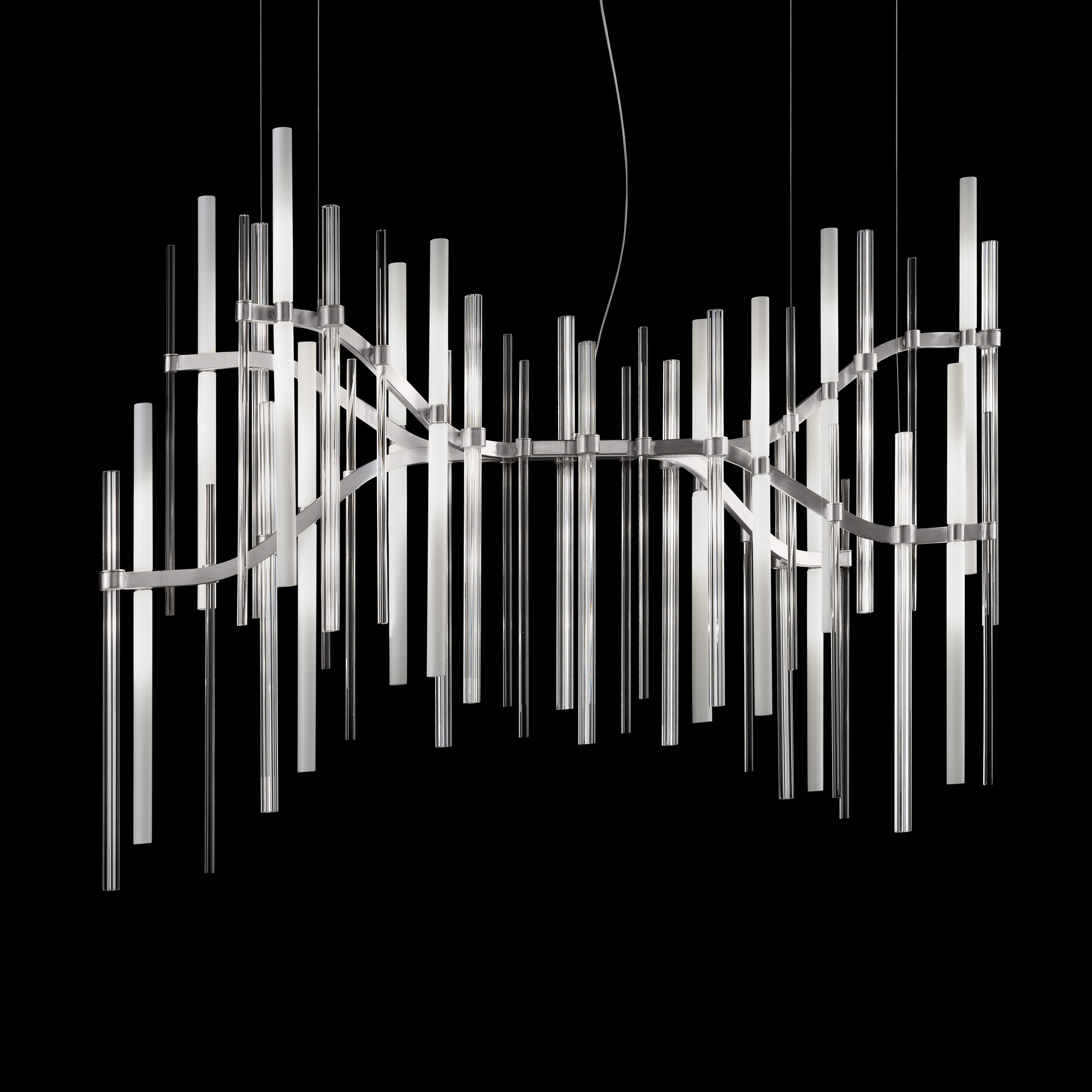 Vertical Murano Glass Tube Chandelier