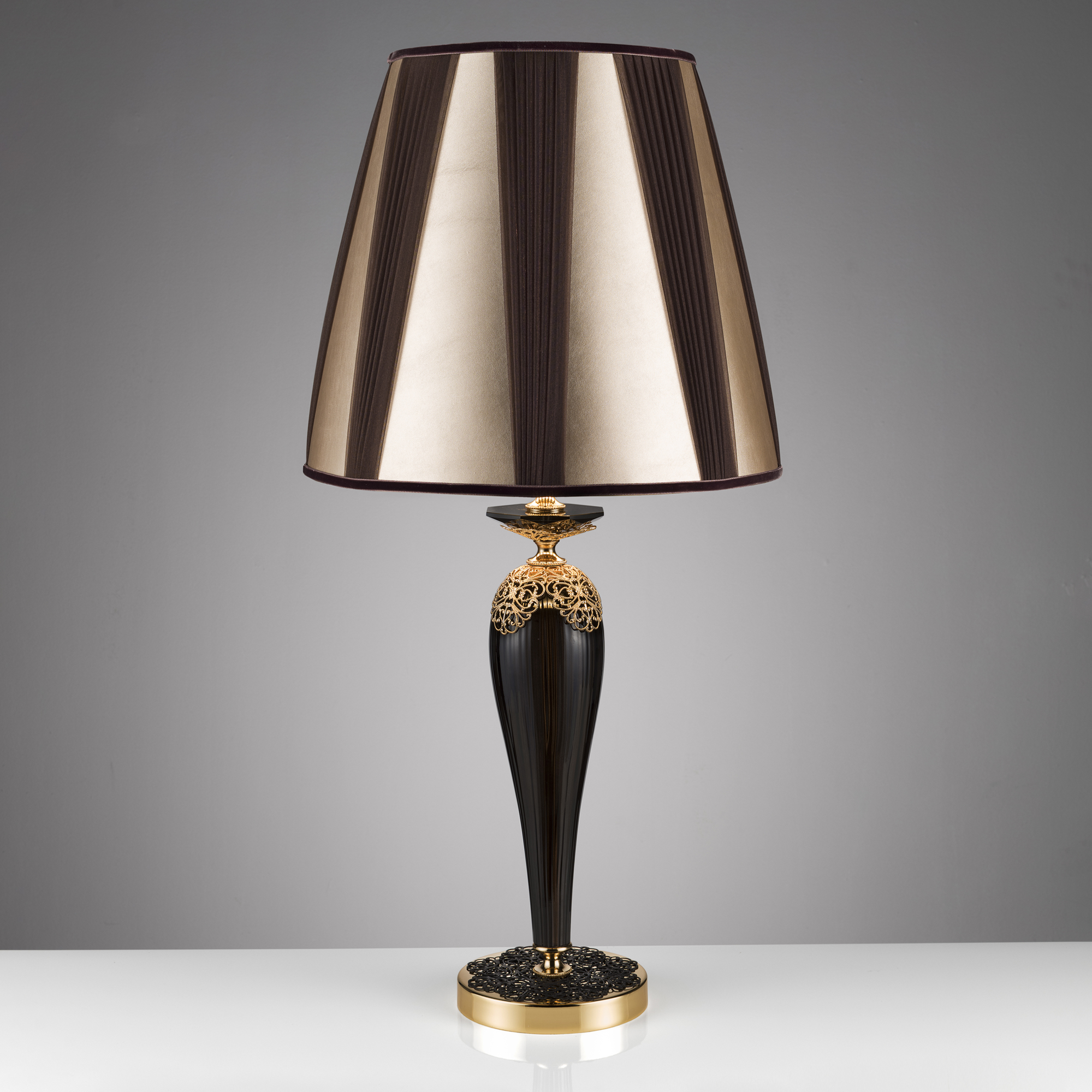 Ornate Black And Gold Glass Table Lamp
