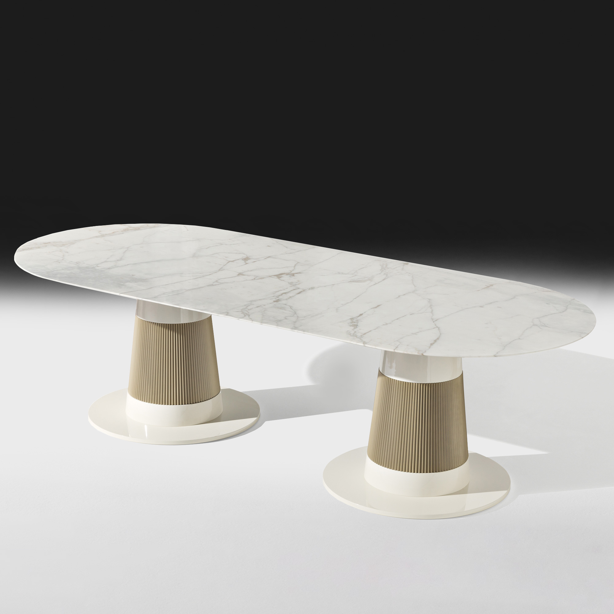 High End Contemporary Marble Oval Dining Table