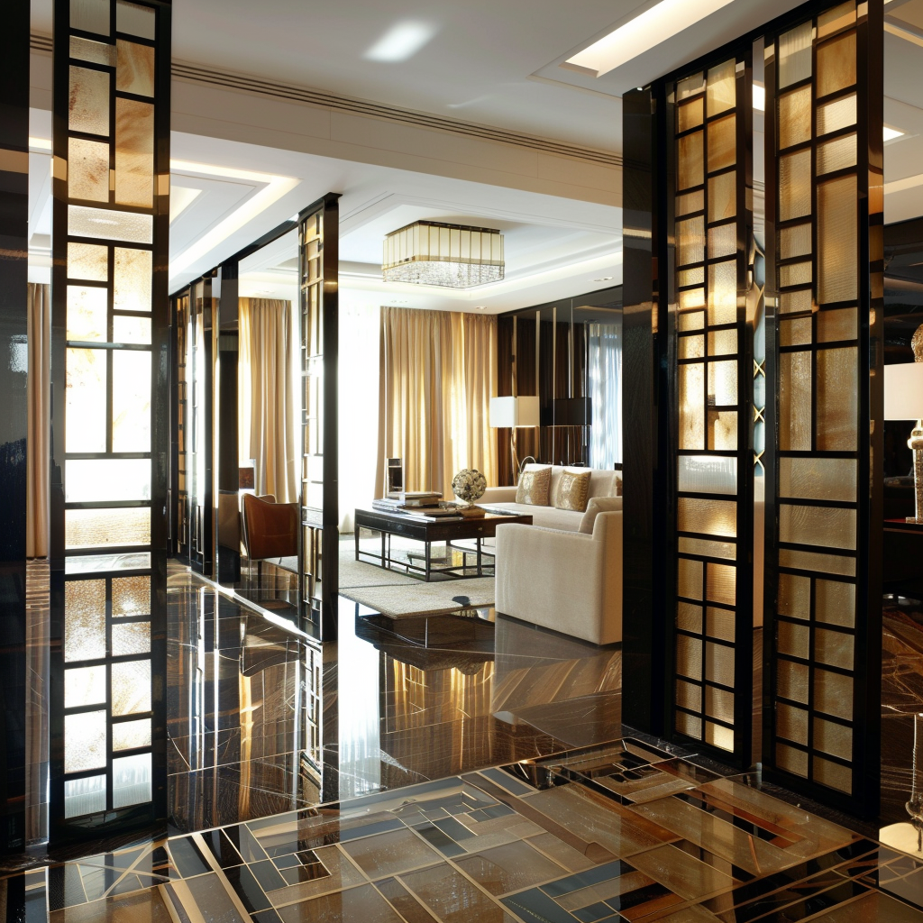 Japanese style floor to ceiling room dividers by juliettes interiors