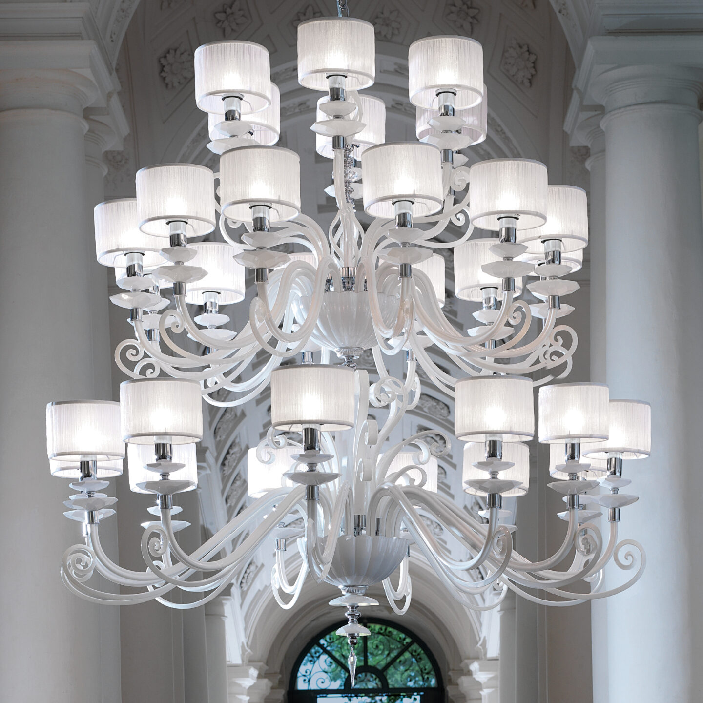 Large White Glass Modern Chandelier - Juliettes Interiors