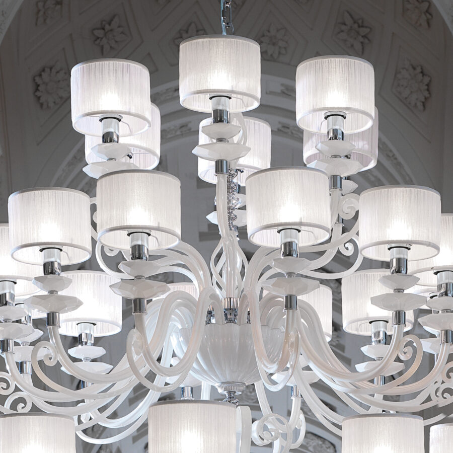 Large White Glass Modern Chandelier - Juliettes Interiors
