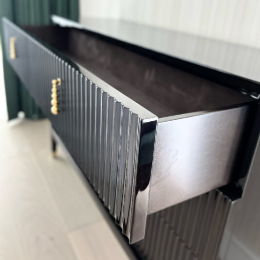 dark brown luxury chest of drawers with gold pull handle