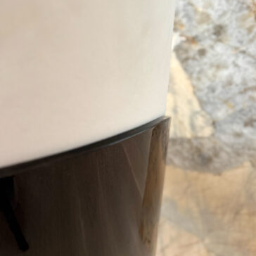 Art Deco Style Dining Chair modern Art Deco dining chair in ivory and dark wood close up