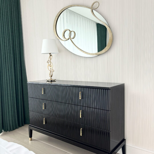 oval designer ornate gold modern mirror