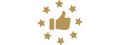 Stars circling a thumbs up symbol icon indicating Juliettes Interiors 5 star customer reviews