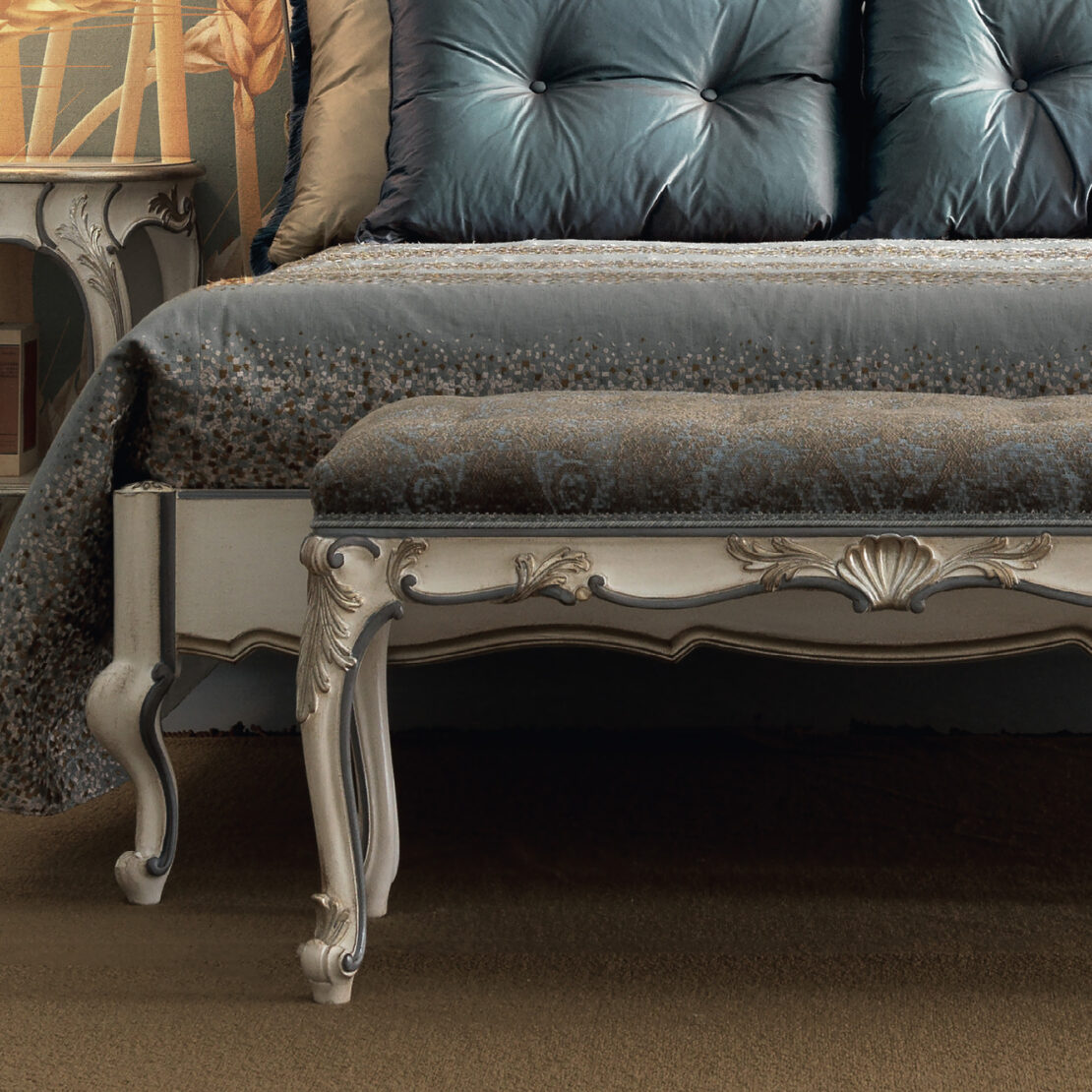 Ornate Louis Style Bench - Juliettes Interiors