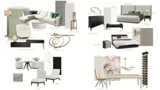 grid of proposed furniture for each room