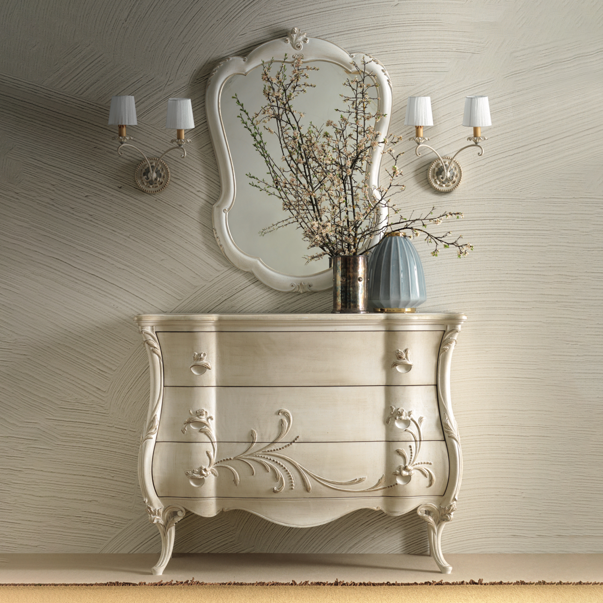 Rococo Curves Mirror Curved Rococo Style Mirror - Juliettes Interiors