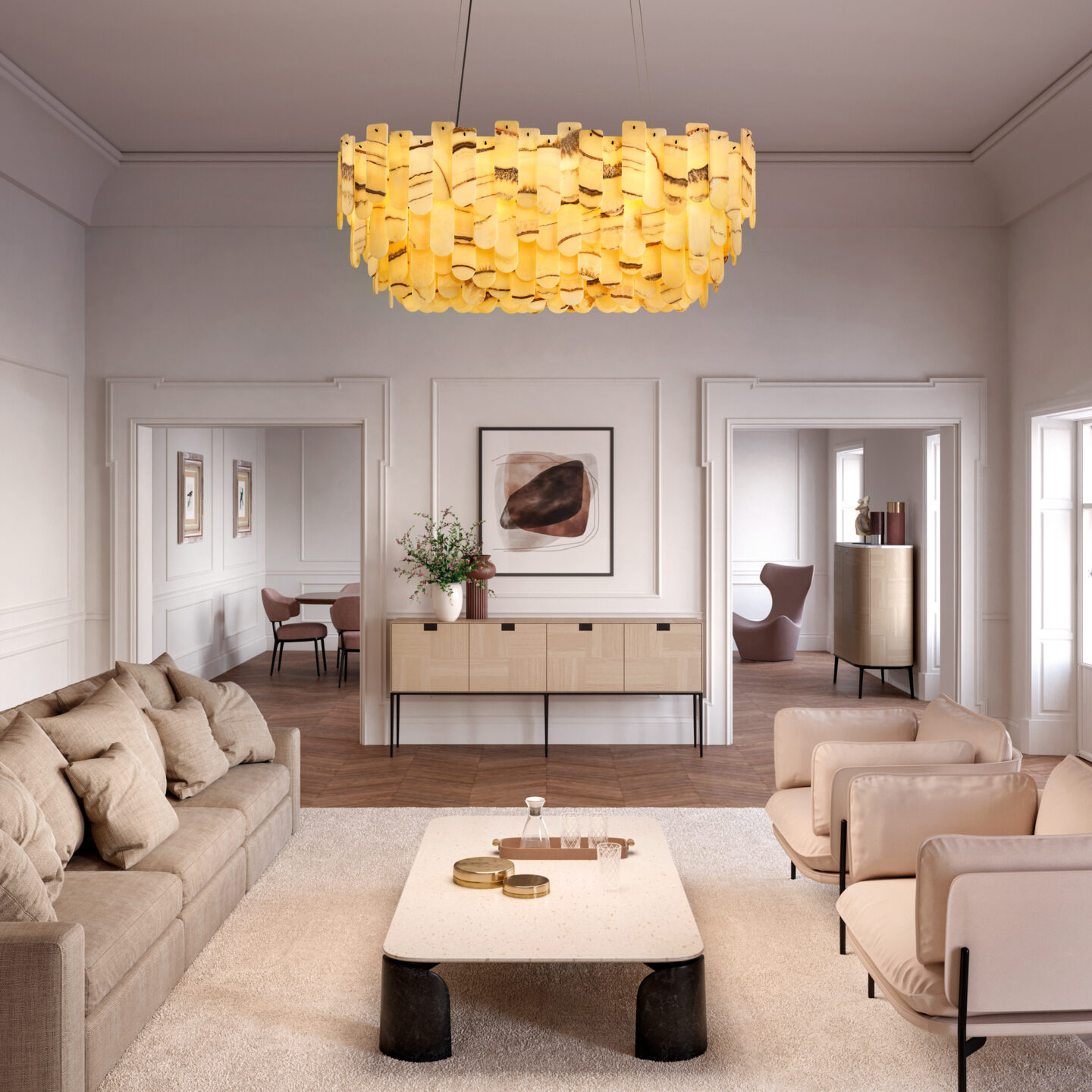 Modern Onyx Oval Chandelier - Juliettes Interiors