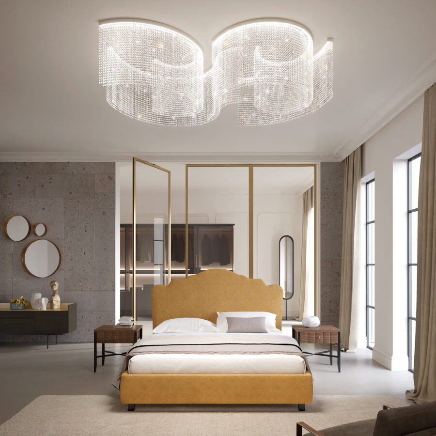 Curved Cut Crystal Ceiling Light - Juliettes Interiors