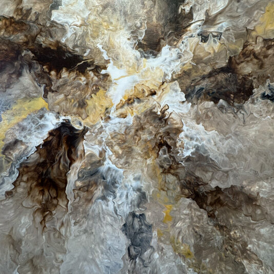 Contemporary Abstract Original Artwork Contemporary Abstract Original Artwork with swirling brown, black, white, and gold patterns creates a dynamic marbled texture reminiscent of flowing smoke, clouds, or natural stone.