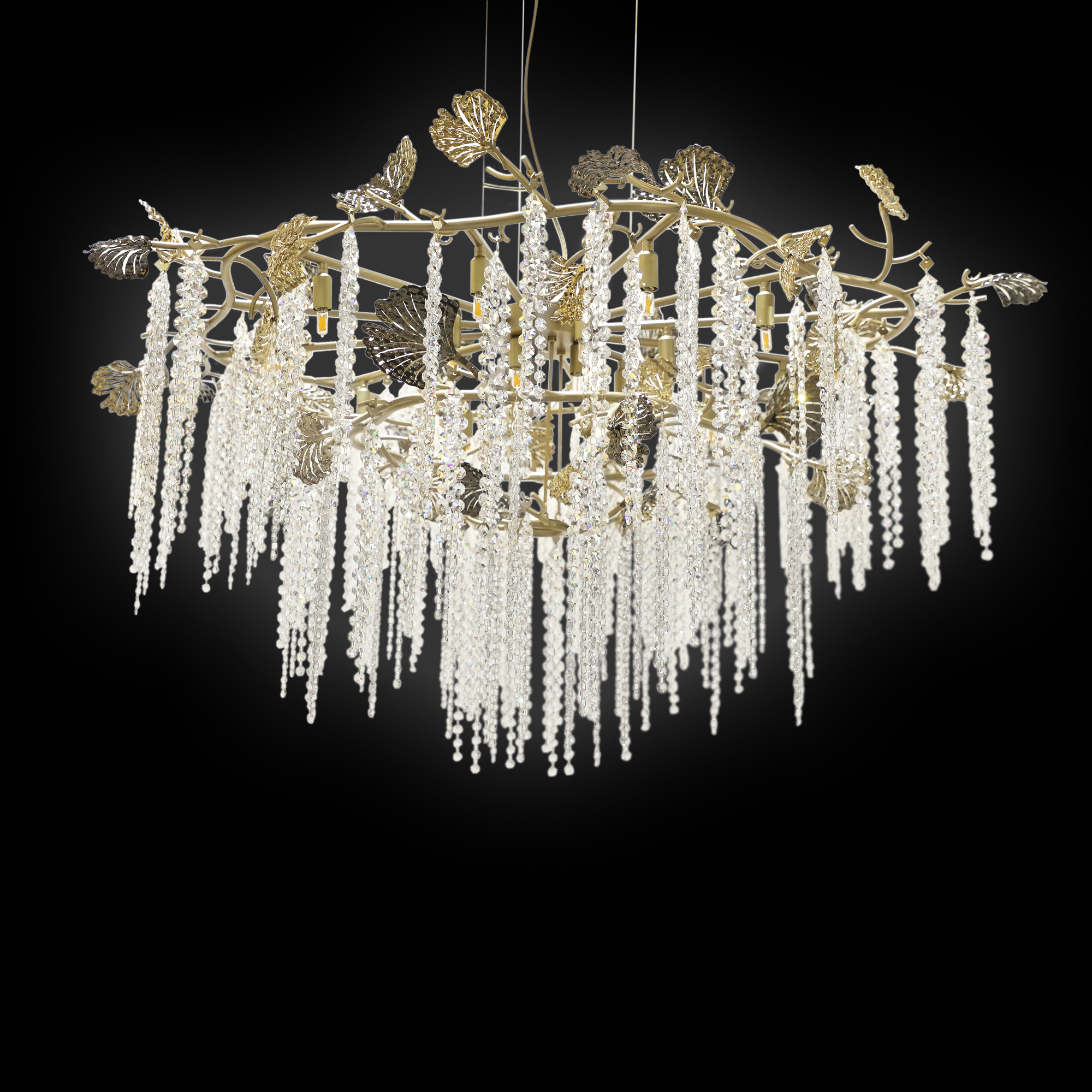 chandelier シェルフ Large Leaf Chandelier With Crystal Drops - Juliettes Interiors
