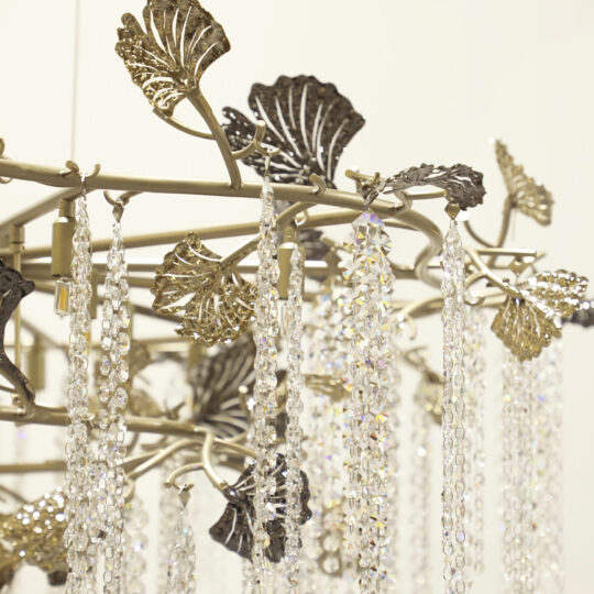 Large Leaf Chandelier With Crystal Drops - Juliettes Interiors