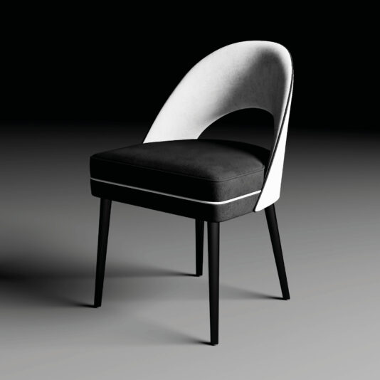 The Contemporary Dual-Tone Dining Chair in black and white is perfect for modern spaces.