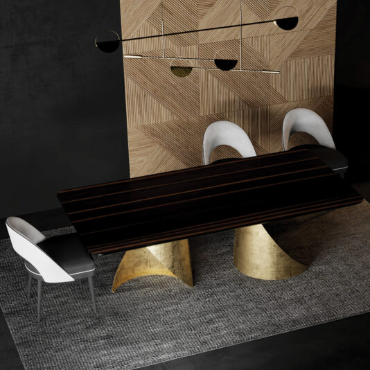 A room with a table and chairs, highlighted by the Contemporary Dual-Tone Dining Chair, which brings a modern touch to the space.