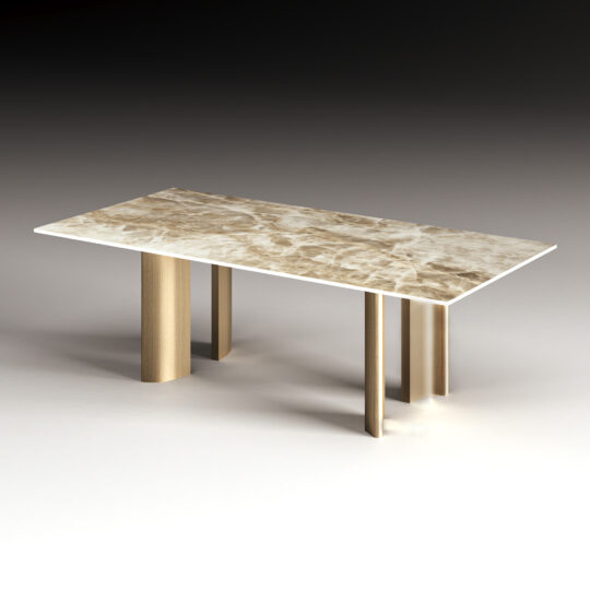 The Contemporary Rectangular Faux Marble Dining Set features a sleek, modern table with sturdy legs for a stylish dining experience.