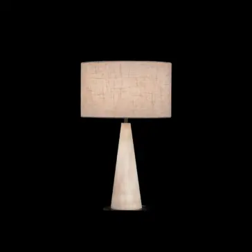 Luxury Tapered Table Lamp Alabaster conical table lamp featuring a smooth natural stone shade and minimalist base