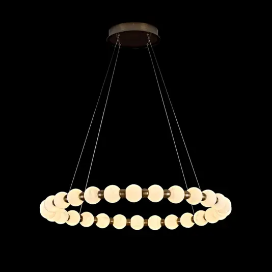 Alabaster Globe D80 cm Ring Pendant Light featuring 29 Natural Stone Globes