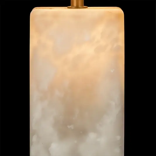 Modern frosted rectangle table lamp, featuring a diffused glass shade that provides a warm lighting effect.