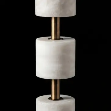 View of the vertical stacked rod structure showing the geometric silhouette.