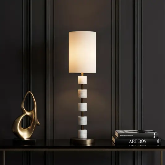 The lamp lit up, casting a soft, warm glow through the frosted glass segments.
