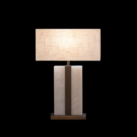 Vertical Strip Table Lamp Frosted table lamp featuring a sleek, modern vertical strip design for soft, diffused light.