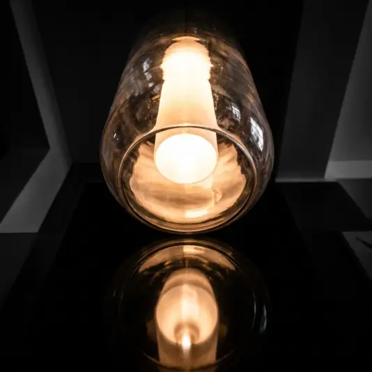 Close-up of Natural Stone Veining on Cylinder Dome Pendant Light
