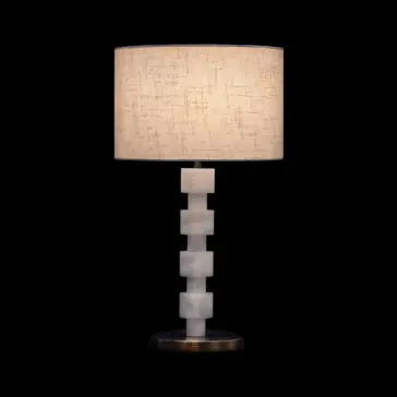 Opal round stacked table lamp with a layered geometric design and soft frosted finish