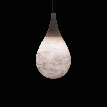 High-End Tear Drop Light Alabaster Tear Drop Pendant Light in Antique Brass