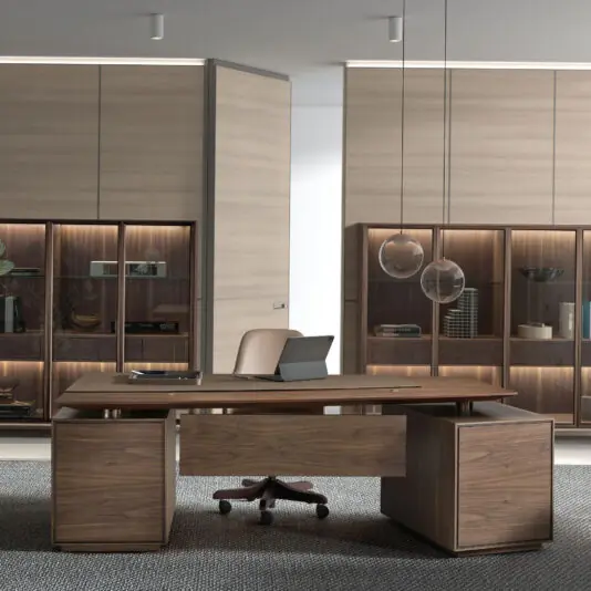Contemporary Walnut Veneer Executive Desk
