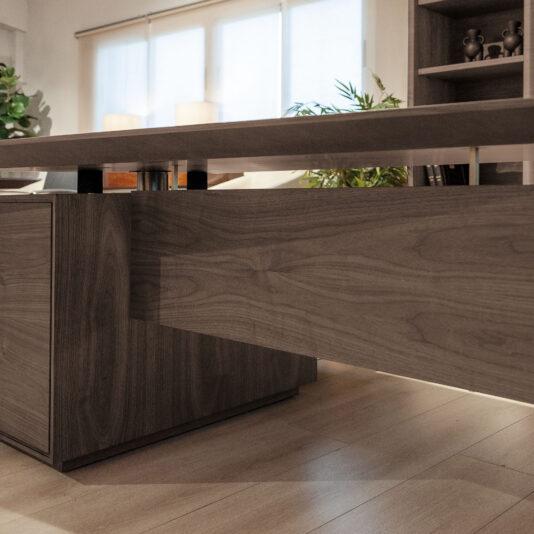 Contemporary Walnut Veneer Executive Desk