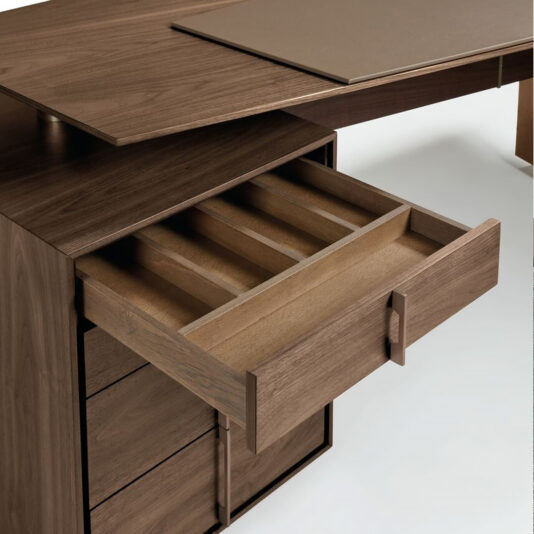 Contemporary Walnut Veneer Executive Desk