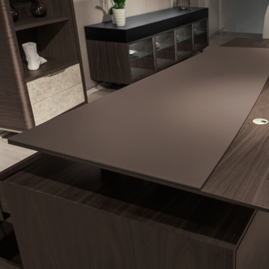 Contemporary Walnut Veneer Executive Desk