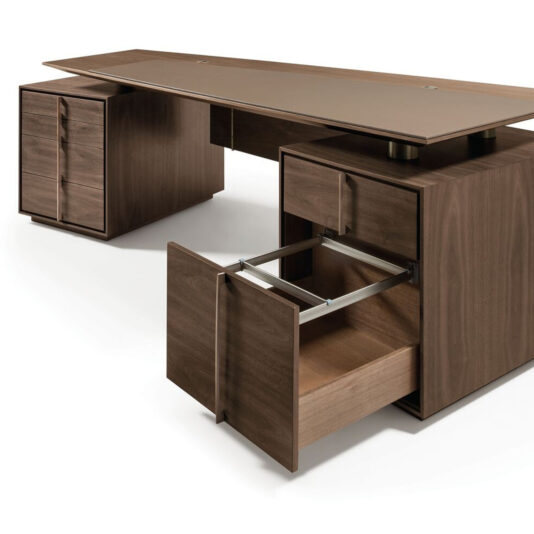 Contemporary Walnut Veneer Executive Desk