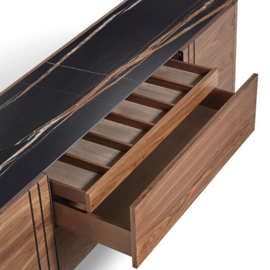 Modern 2 Door Walnut Veneer Sideboard