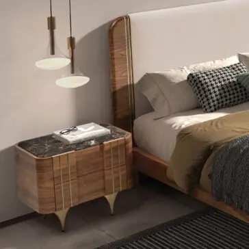 Contemporary Walnut Veneer 2 Drawer Bedside