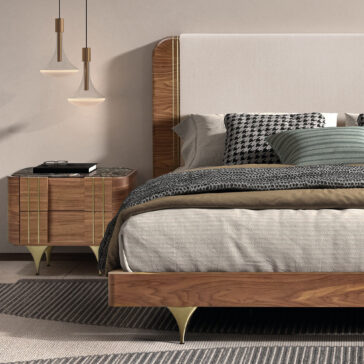 Contemporary Walnut Veneer 2 Drawer Bedside