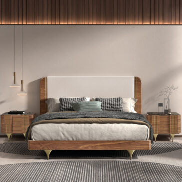Contemporary Walnut Veneer 2 Drawer Bedside