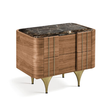 Contemporary Walnut Veneer 2 Drawer Bedside
