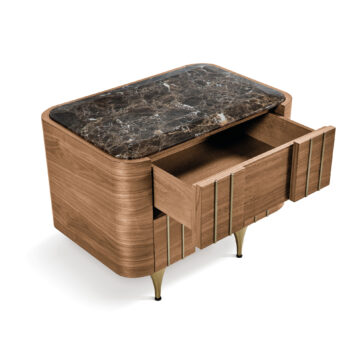Contemporary Walnut Veneer 2 Drawer Bedside