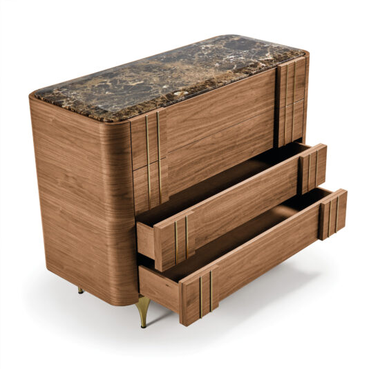 Contemporary Walnut Veneer Chest Of Drawers