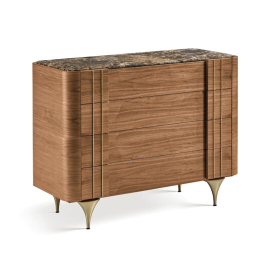 Contemporary Walnut Veneer Chest Of Drawers