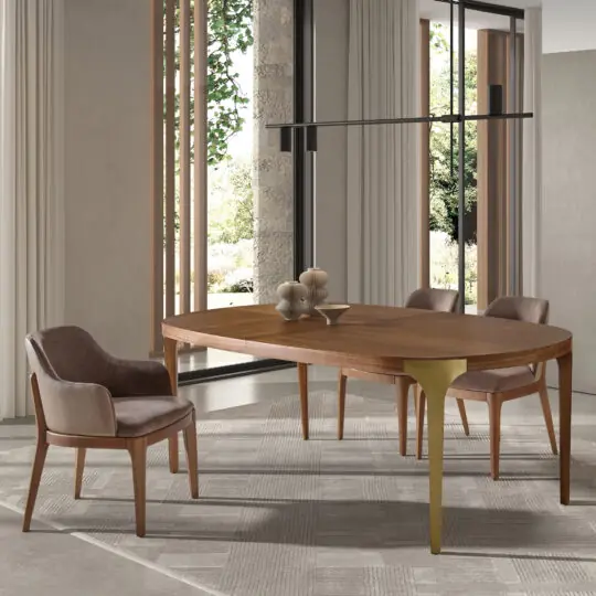 Oval Veneer Extendable Dining Table