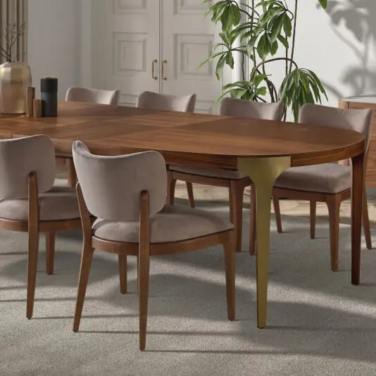 Modern Oval Veneer Extendable Dining Table