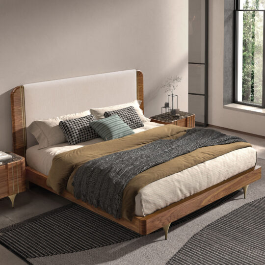 Modern Walnut Veneer Bed