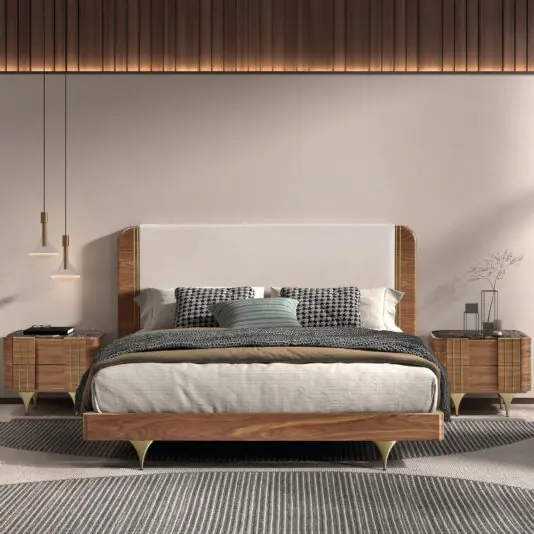 Modern Walnut Veneer Bed