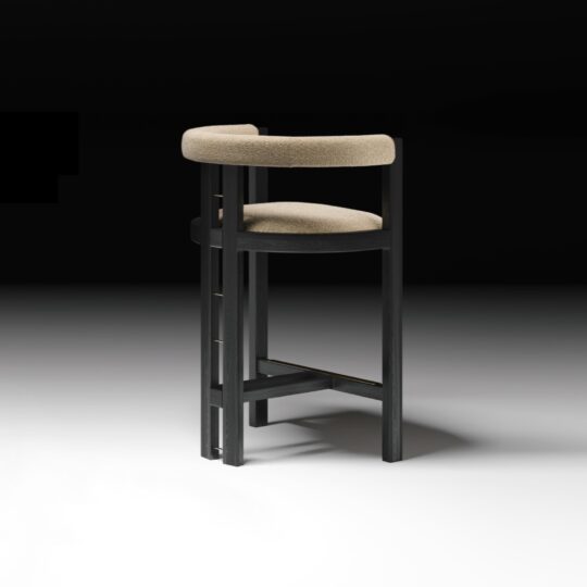 Luxury cream bouclé bar stool with dark ash frame
