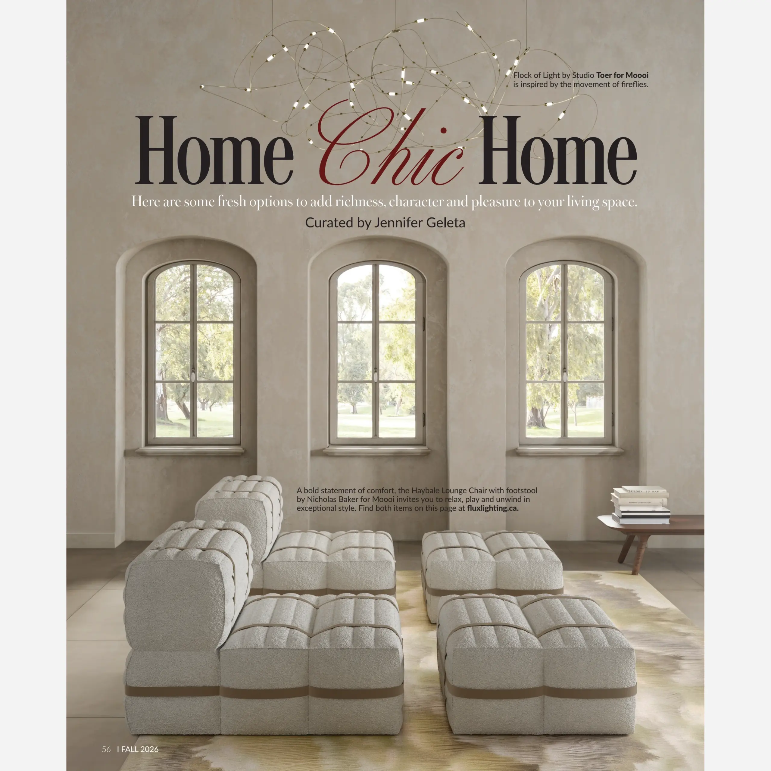 Page 56 of LUXE Ottawa Fall 2026, opening the Home Chic Home feature curated by Jennifer Geleta